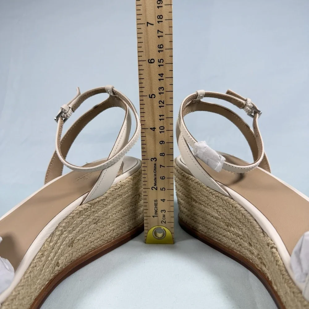 Lauren Ralph Lauren Size-7B Leona Espadrille Platform Wedge Sandal Leather White